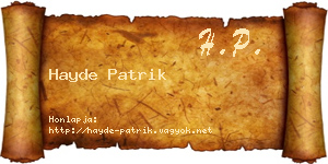 Hayde Patrik névjegykártya